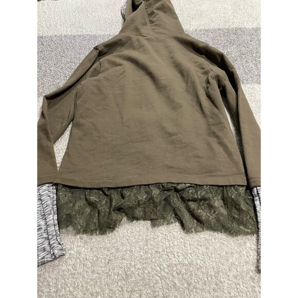 Scrapbook Hooded Utility Jacket Full Zip Lace Trimmed Womens Medium Olive JP574T - Picture 8 of 11